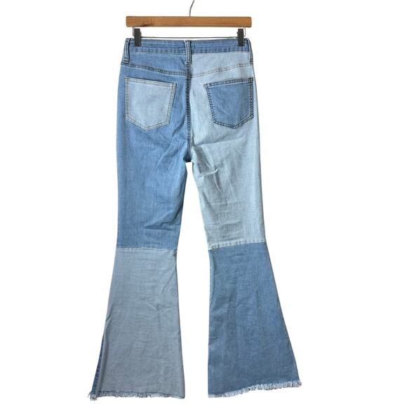Altar’d State Jeans Women’s 28 Patchwork Flared High Rise Stretch Boho Hippie - Picture 2 of 11